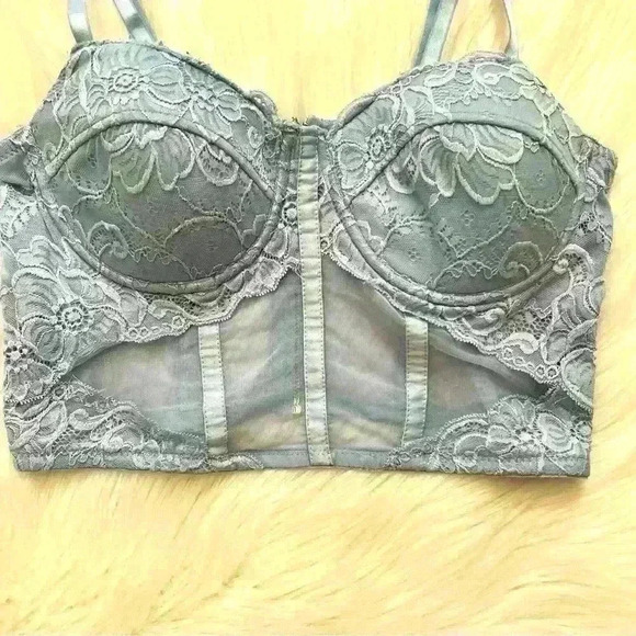 Say What Pastel Blue Corset Crop Top Medium - Picture 2 of 5